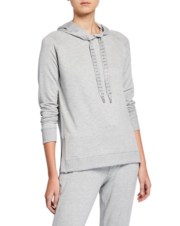 Studded Drawstring Hoodie Pullover