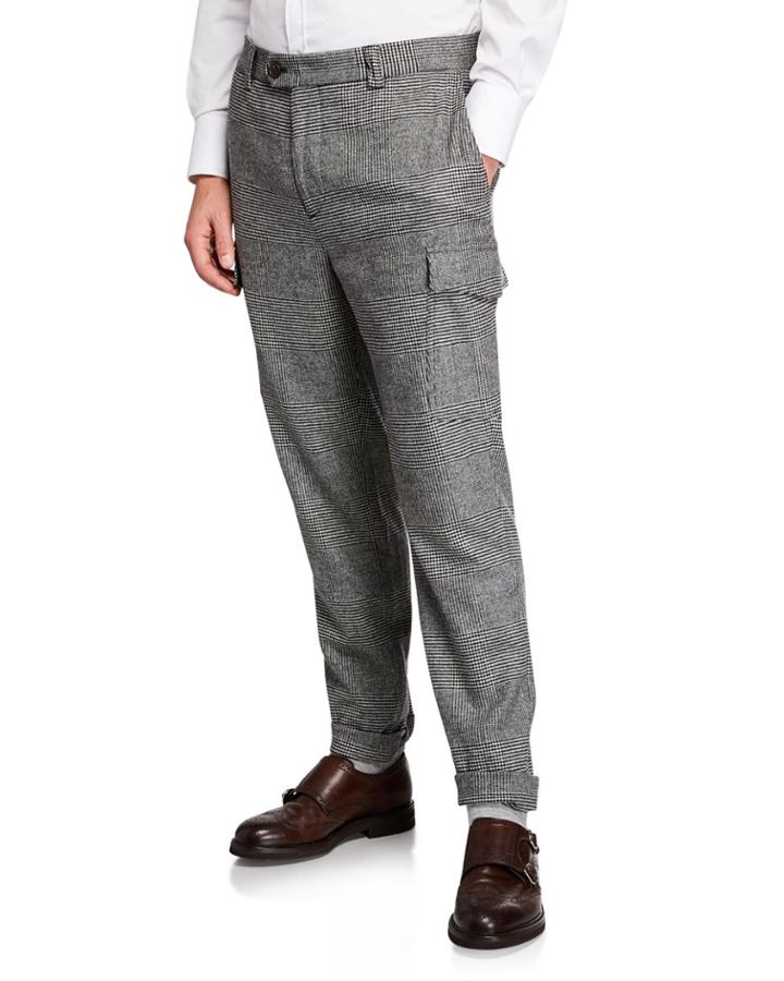 Men's Plaid Cargo Trousers