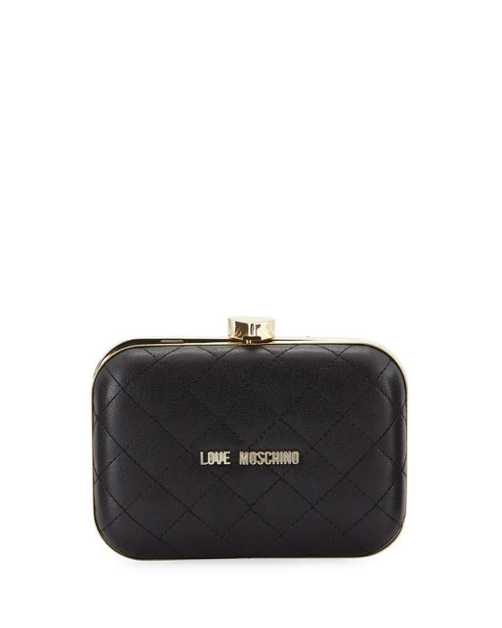 Quilted Faux-leather Box Clutch Bag