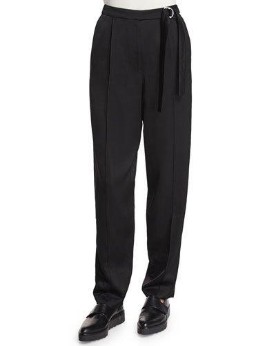 Tapered Wide-leg Pants, Black