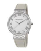 36mm Isabella Leather Watch, White/silver
