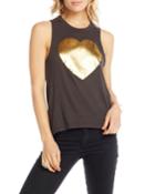 Gilded Foiled Heart Cotton Tank Top