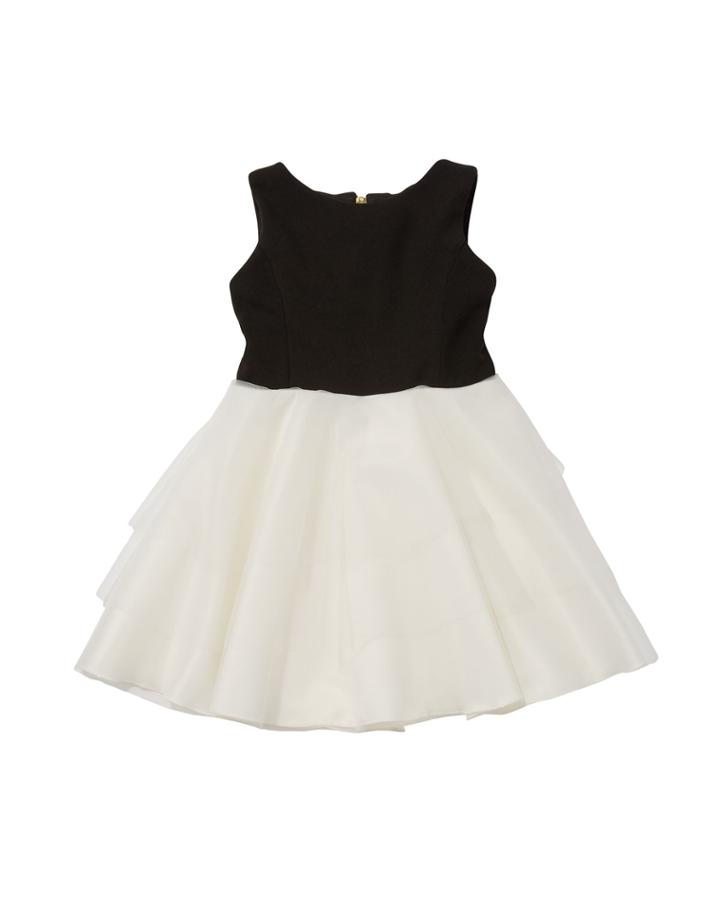 Mirella Crepe Knit Dress W/ Tiered Mesh Skirt,