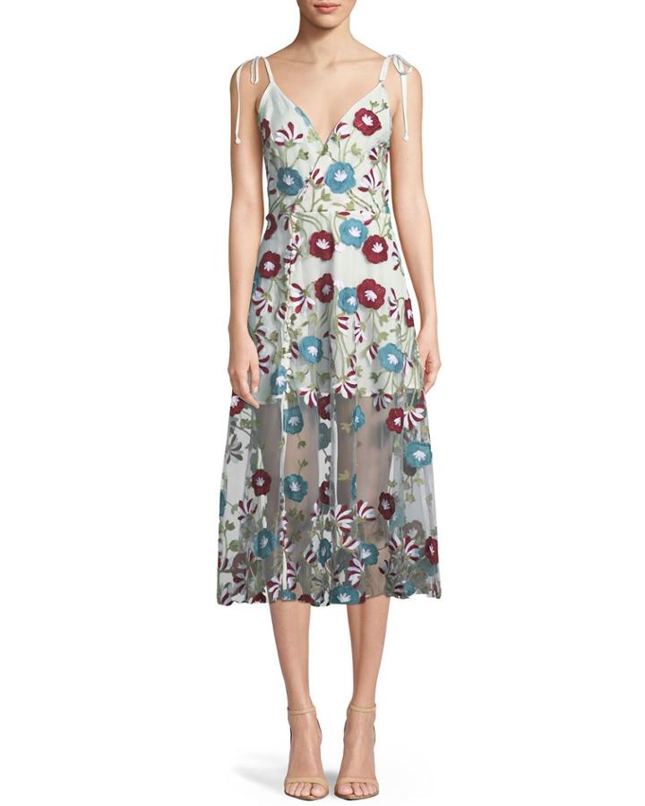 Charlotte Floral Applique Sheer Mesh