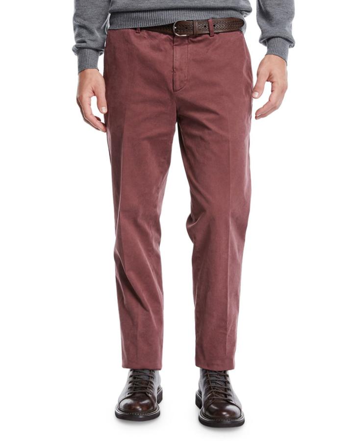 Men's Cotton Flat-front Pants