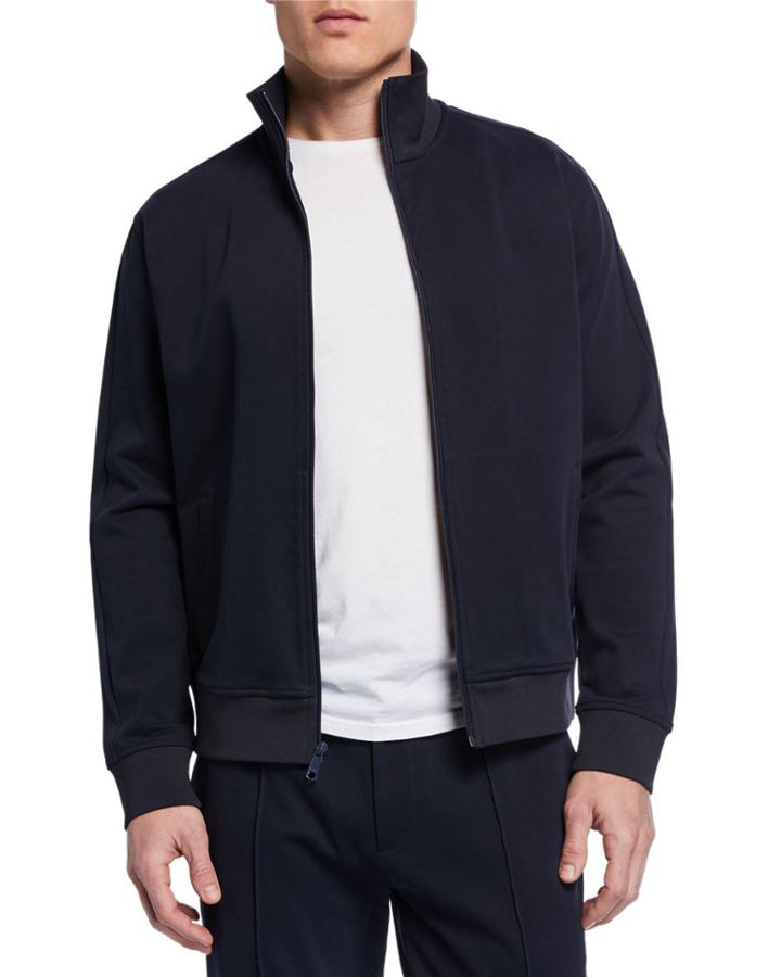 Men's Zip-front Structured Cotton Track Jacket