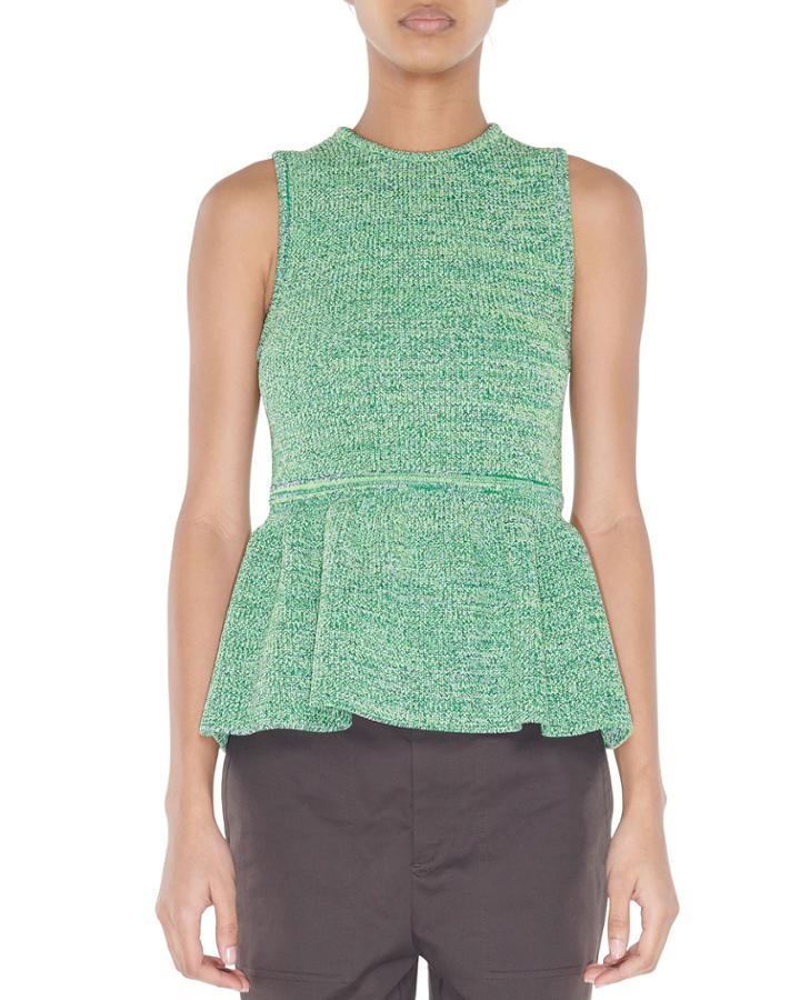 Sleeveless Tech Tweedy Sculpted Peplum
