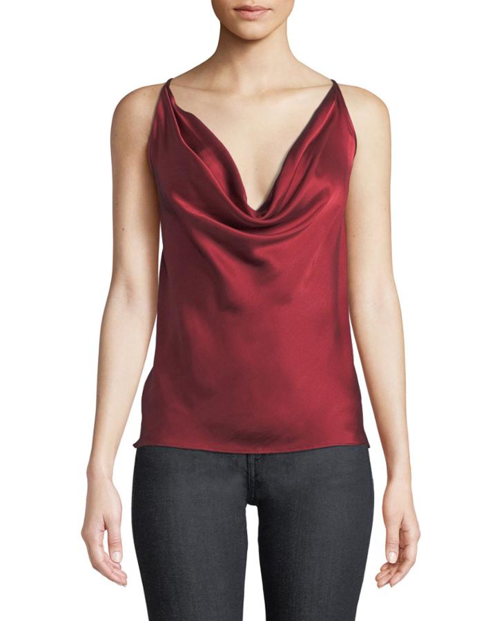Jacqueline Cowl-neck Silk Cross-back Cami