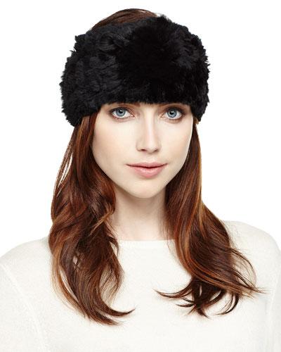Rabbit Fur Headband, Black