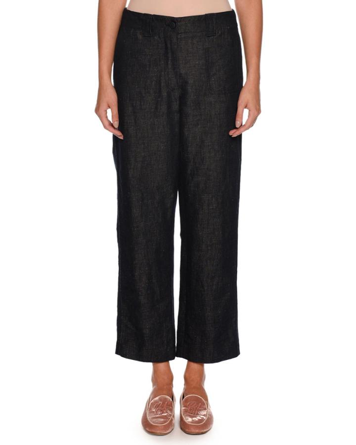 Wide-leg Cotton-linen Denim Pants