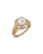 Classic 14k Gold Textured Pearl Ring,