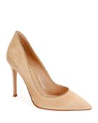 Beaded-trim Suede High-back Pumps