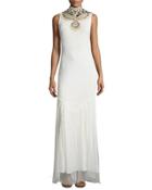 Sleeveless Embellished Mermaid Gown, Antique Ivory