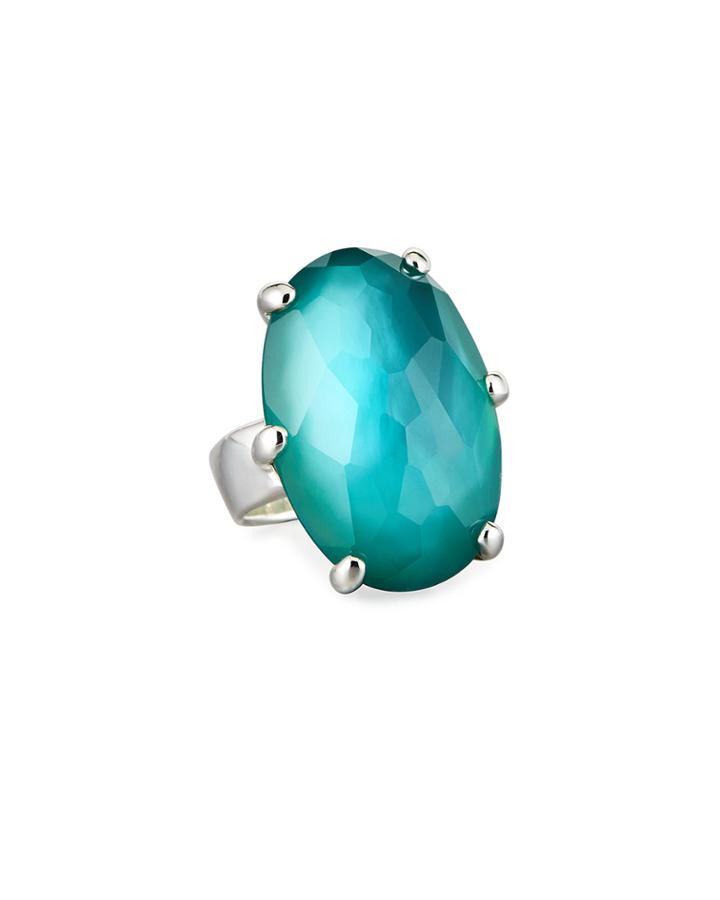 Wonderland Large Oval Stone Ring In Denim