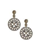 Round Spinel & Champagne Diamond Drop Earrings