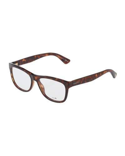 Square Havana Plastic Optical Glasses, Dark Brown