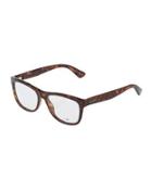 Square Havana Plastic Optical Glasses, Dark Brown