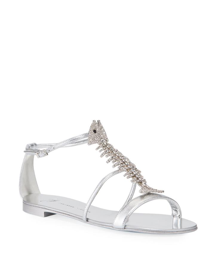 Jeweled Fishbone Metallic Flat