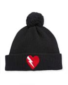 Cashmere Ribbed Heart Beanie