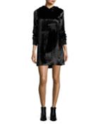 Baron A-line Hooded Velvet Dress