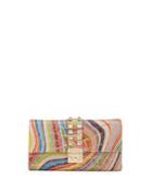 Cocotte Psych Printed Leather Clutch Bag