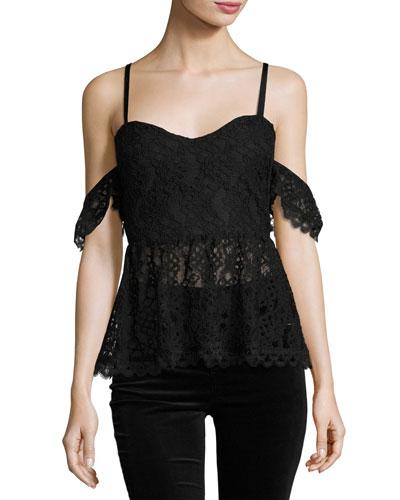 Darby Cold-shoulder Lace Top, Black