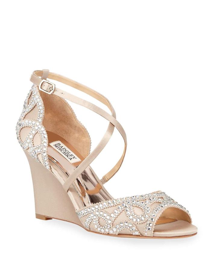Winter Embellished Satin Wedge