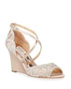 Winter Embellished Satin Wedge