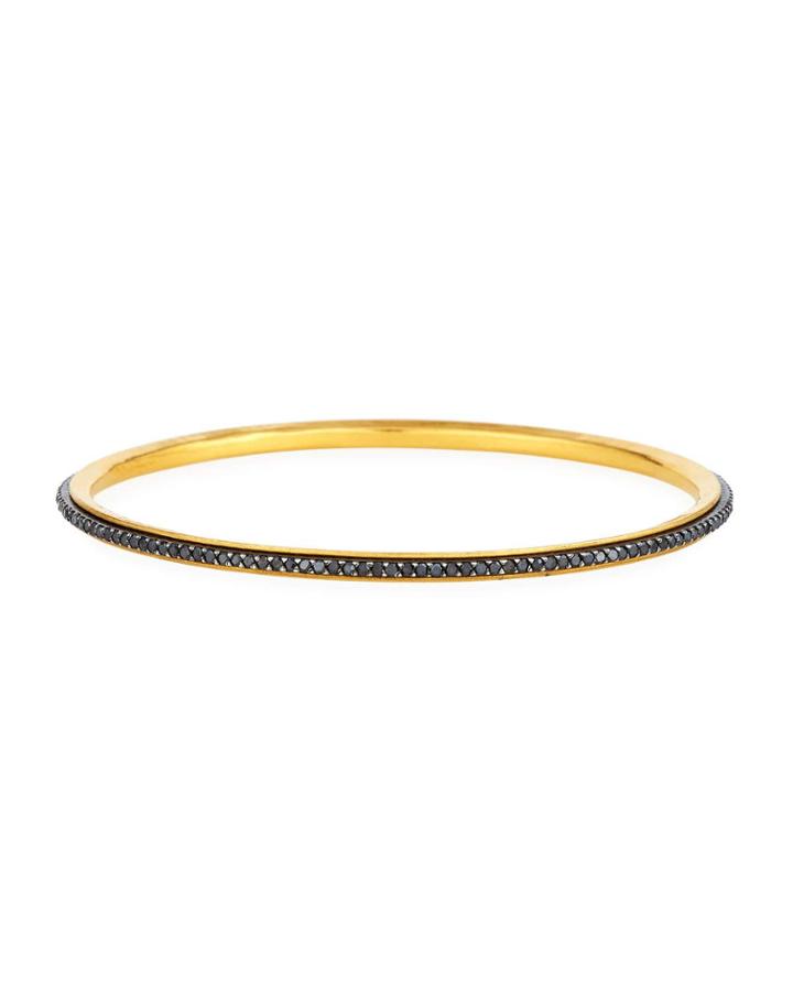 Moonshadow 24k Gold Pave Black Diamond Bangle