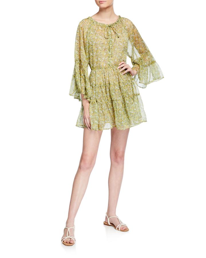 Bell-sleeve Floral Dress