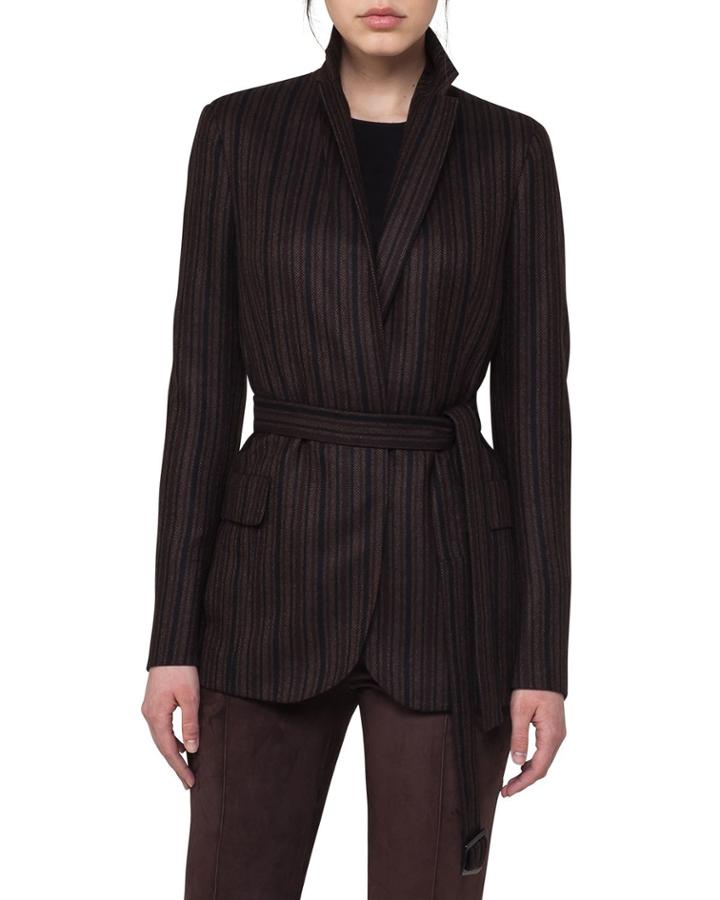Lei Striped Cashmere Belted Jacket