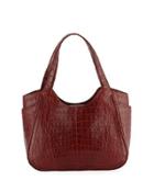 Small Dipped Crocodile Tote Bag, Red P1