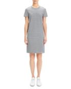 Continuous Stripe Crewneck Short-sleeve Knit Dress