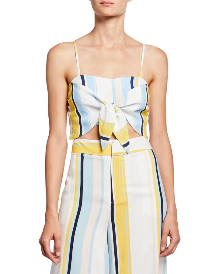 Wild Child Striped Front-tie Crop Top