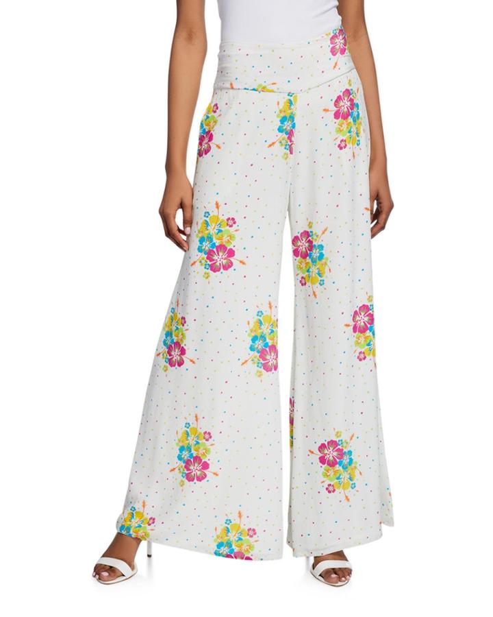 Jimmie Dotted Floral-print Wide-leg Pants