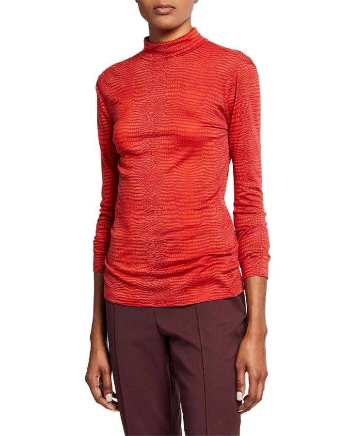 Cashmere-silk Mock-neck