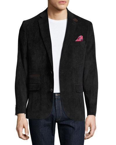 Corduroy Quilted Combo Blazer, Black