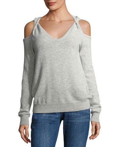 Cashmere Cold-shoulder Twist Sweater,