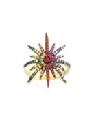 Multicolor Starburst Ring W/ Cubic Zirconia