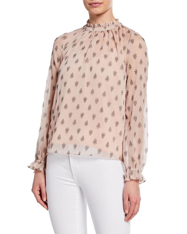 Brooke Ruffle Long-sleeve Printed Top