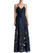 Florence Embroidered Illusion-skirt Evening Gown