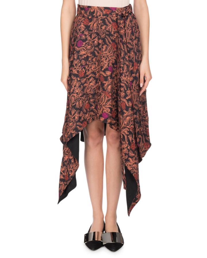 Asymmetric-hem Floral-print