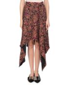 Asymmetric-hem Floral-print