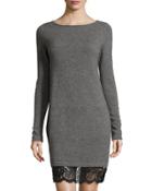Cashmere Boat-neck Lace-hem
