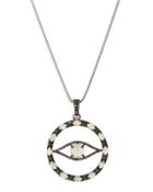 Long Moonstone & Diamond Evil Eye Pendant Necklace
