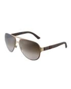 Light Steel Aviator Sunglasses, Brown