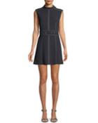Nico Mock-neck Grommet-waist Dress