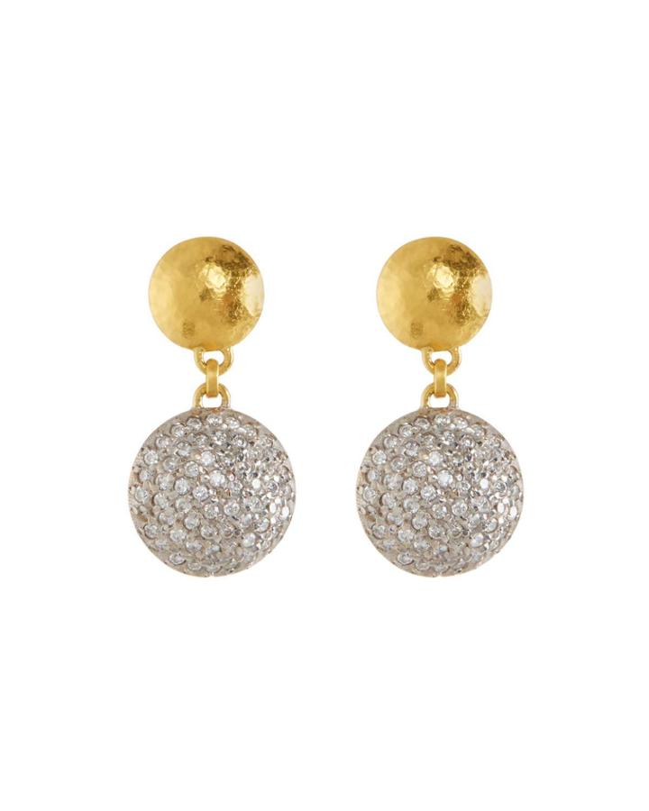 Lentil Ice 24k Gold & Diamond Drop Earrings