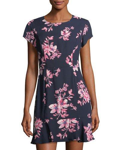 Floral-print Short-sleeve Dress