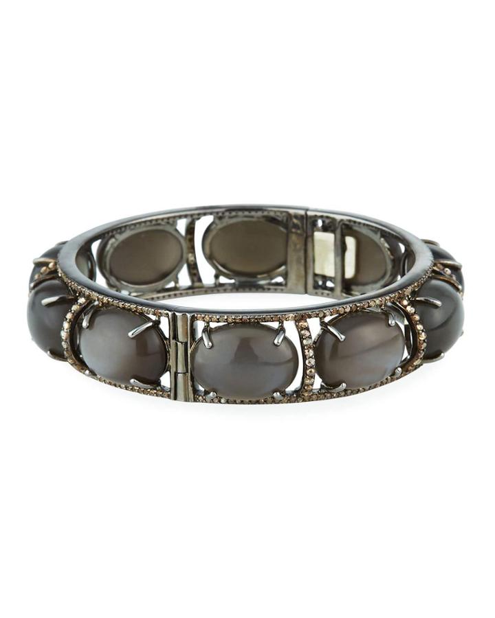 Caged Gray Moonstone Diamond Bracelet